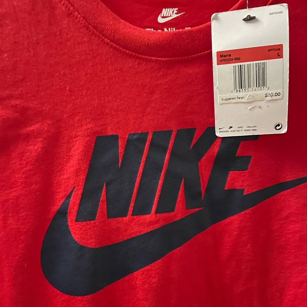 Nike Men's Red and Black Logo Tee - Picture 2 of 4